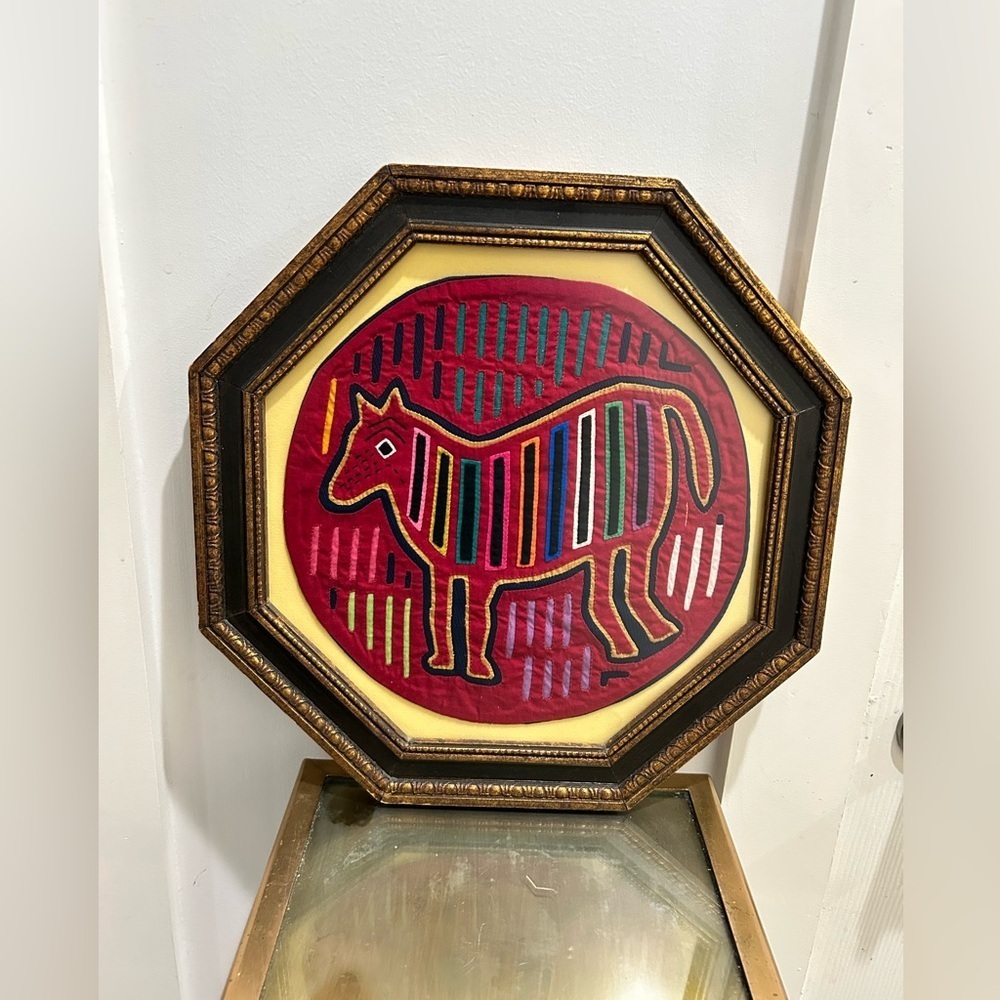Vintage Kuna Mola Panama Framed Fabric Art